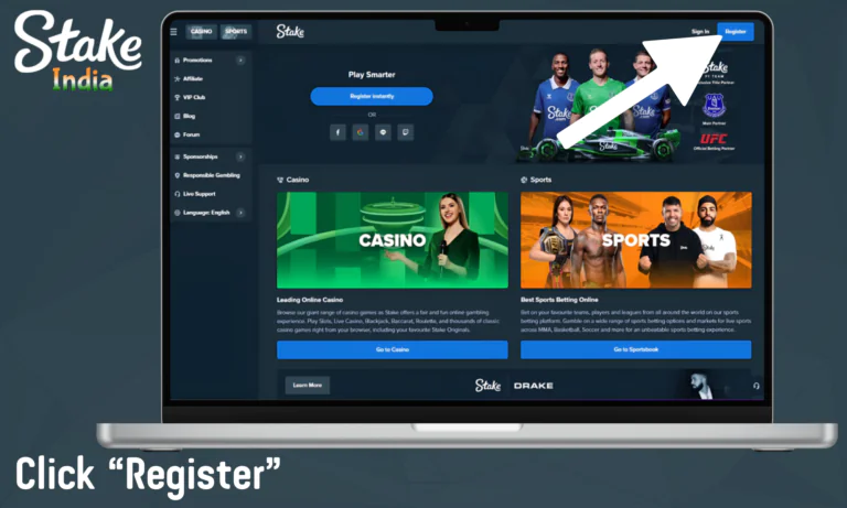 Go to the top right corner and click the blue "Register" button